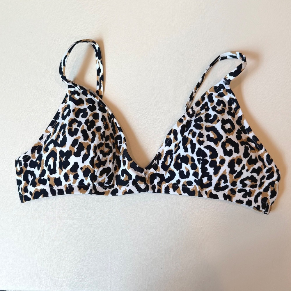 J.Crew Leopard Print Bikini Top Brown Black Large NWT Mob Wife Aesthetic